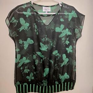 NWOT Finch Women's Sheer Black and Green Maternity Top Size XS